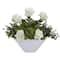 16" Roses and Eucalyptus Artificial Arrangement in White Vase